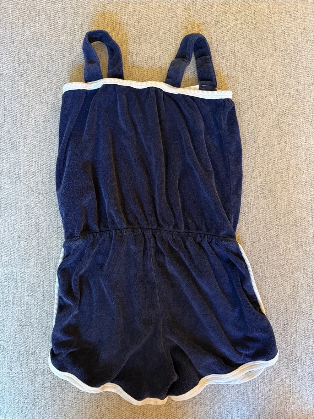 GAP Navy Romper with Rainbow Patch and White Trim